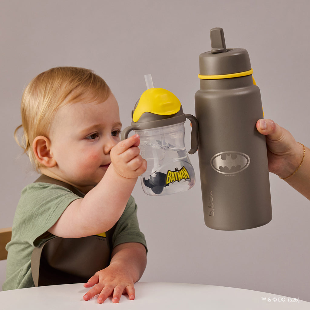 taza con pajita flexible con pesa – Batman