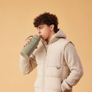 botella térmica con boquilla plegable y asa 1 litro - olive