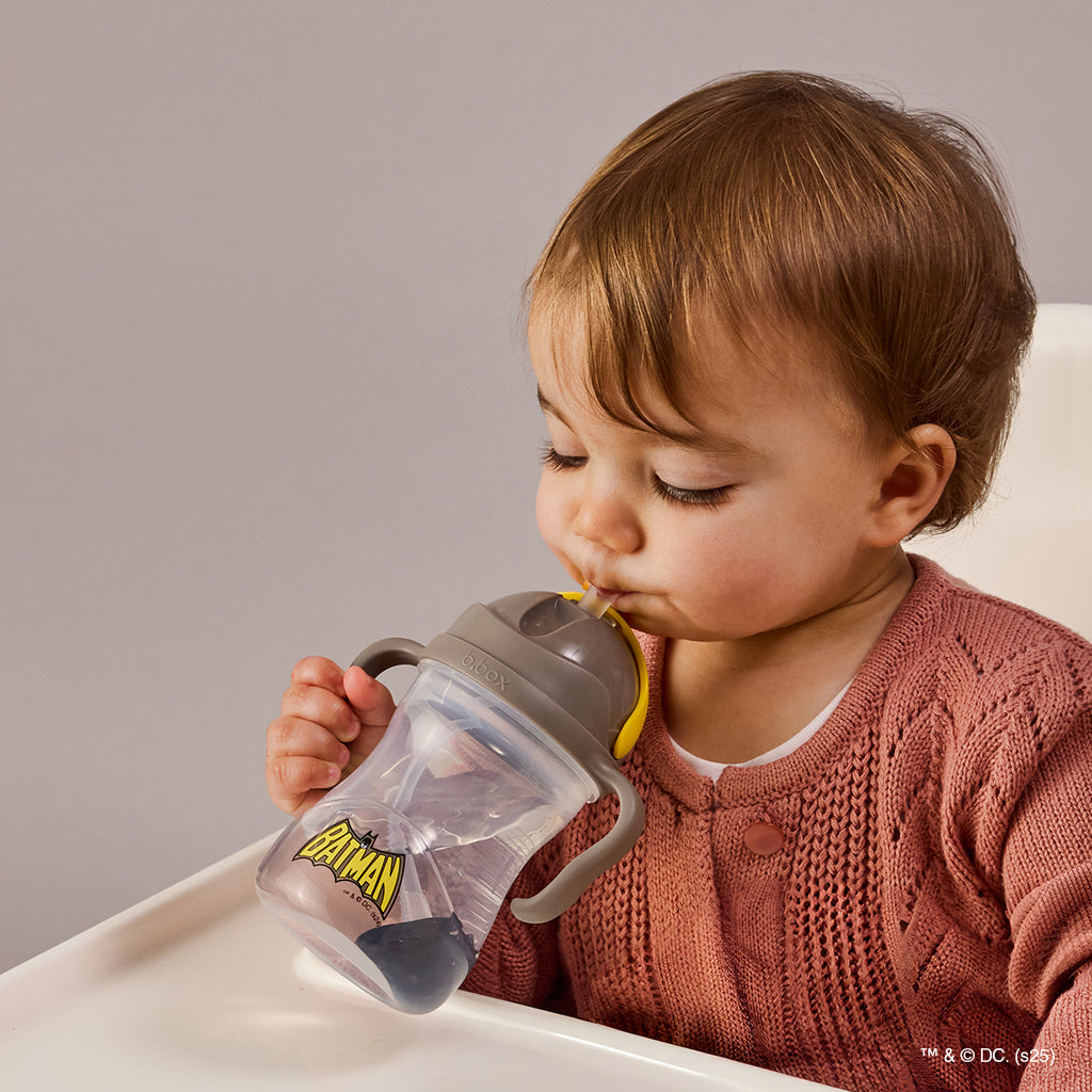 taza con pajita flexible con pesa – Batman