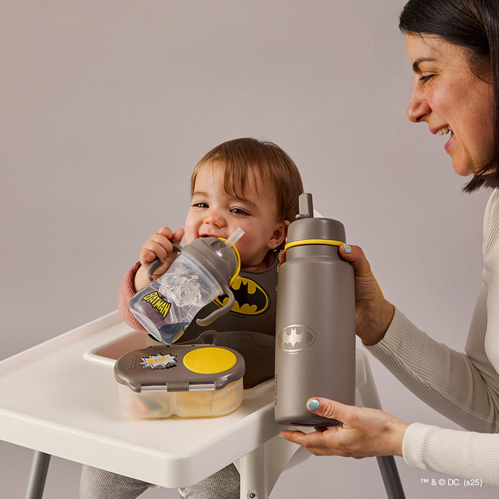 taza con pajita flexible con pesa – Batman