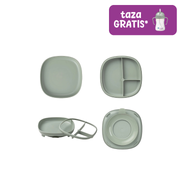 plato 2 en 1 con ventosa y compartimentos extraíbles – sage