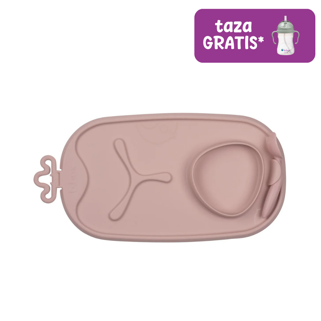 bandeja de silicona Roll + Go con cuchara – blush
