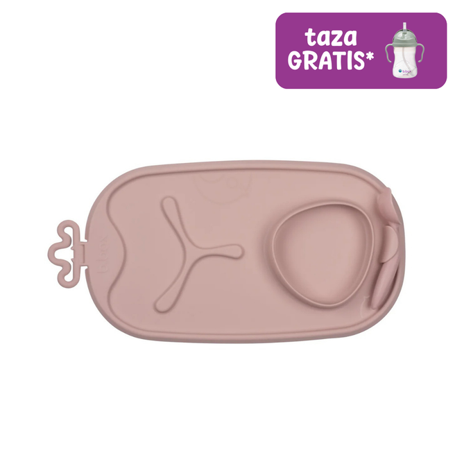 bandeja de silicona Roll + Go con cuchara – blush
