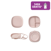 plato 2 en 1 con ventosa y compartimentos extraíbles - blush