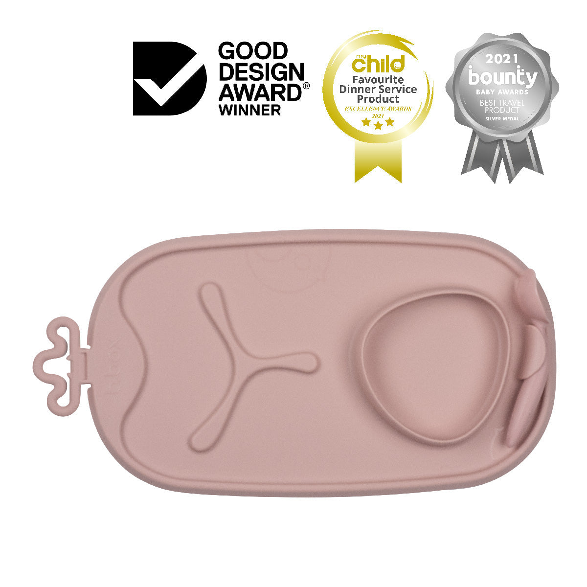 bandeja de silicona Roll + Go con cuchara – blush
