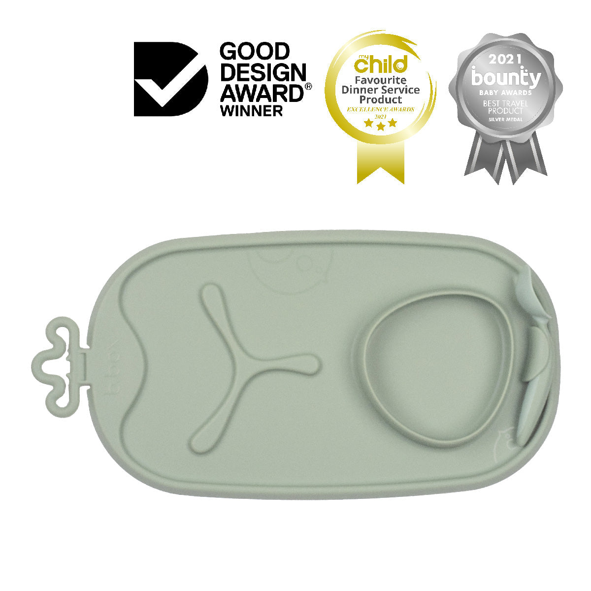 bandeja de silicona Roll + Go con cuchara – sage