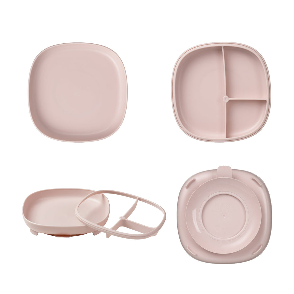 plato 2 en 1 con ventosa y compartimentos extraíbles - blush