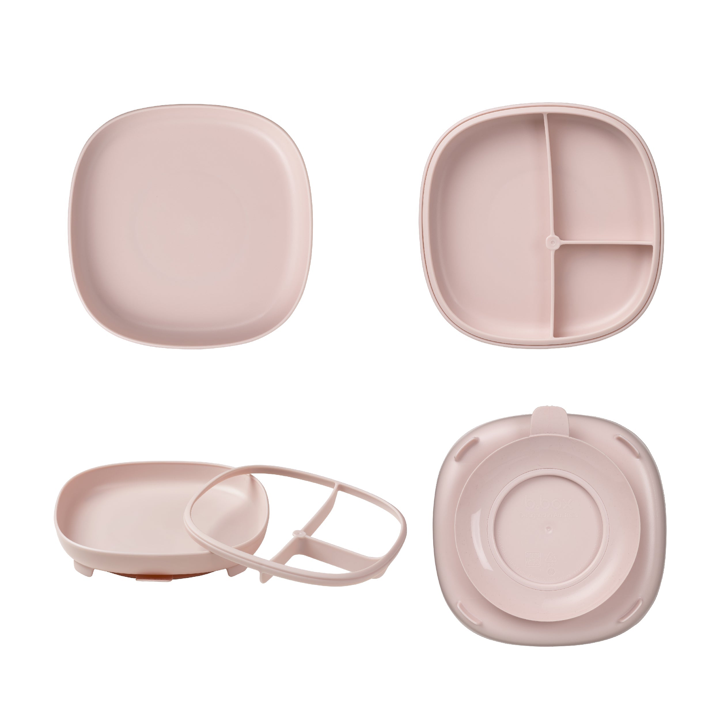 plato 2 en 1 con ventosa y compartimentos extraíbles - blush