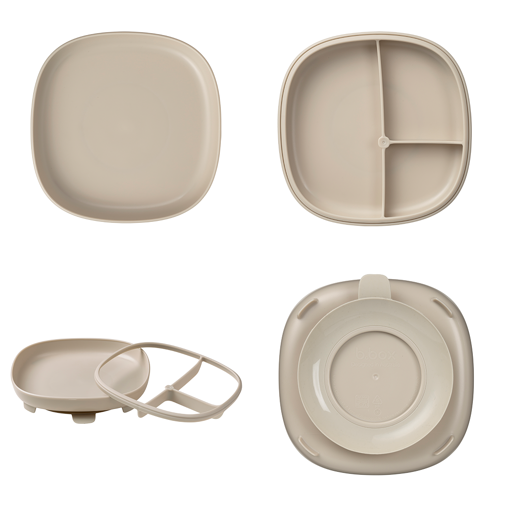plato 2 en 1 con ventosa y compartimentos extraíbles – latte