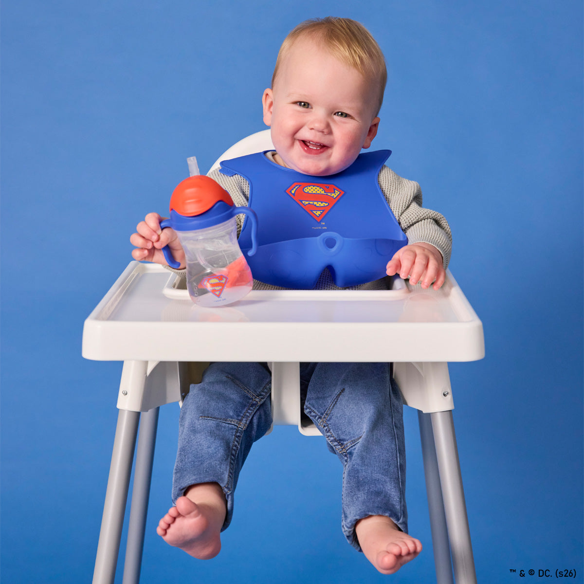 taza con pajita flexible con pesa – Superman