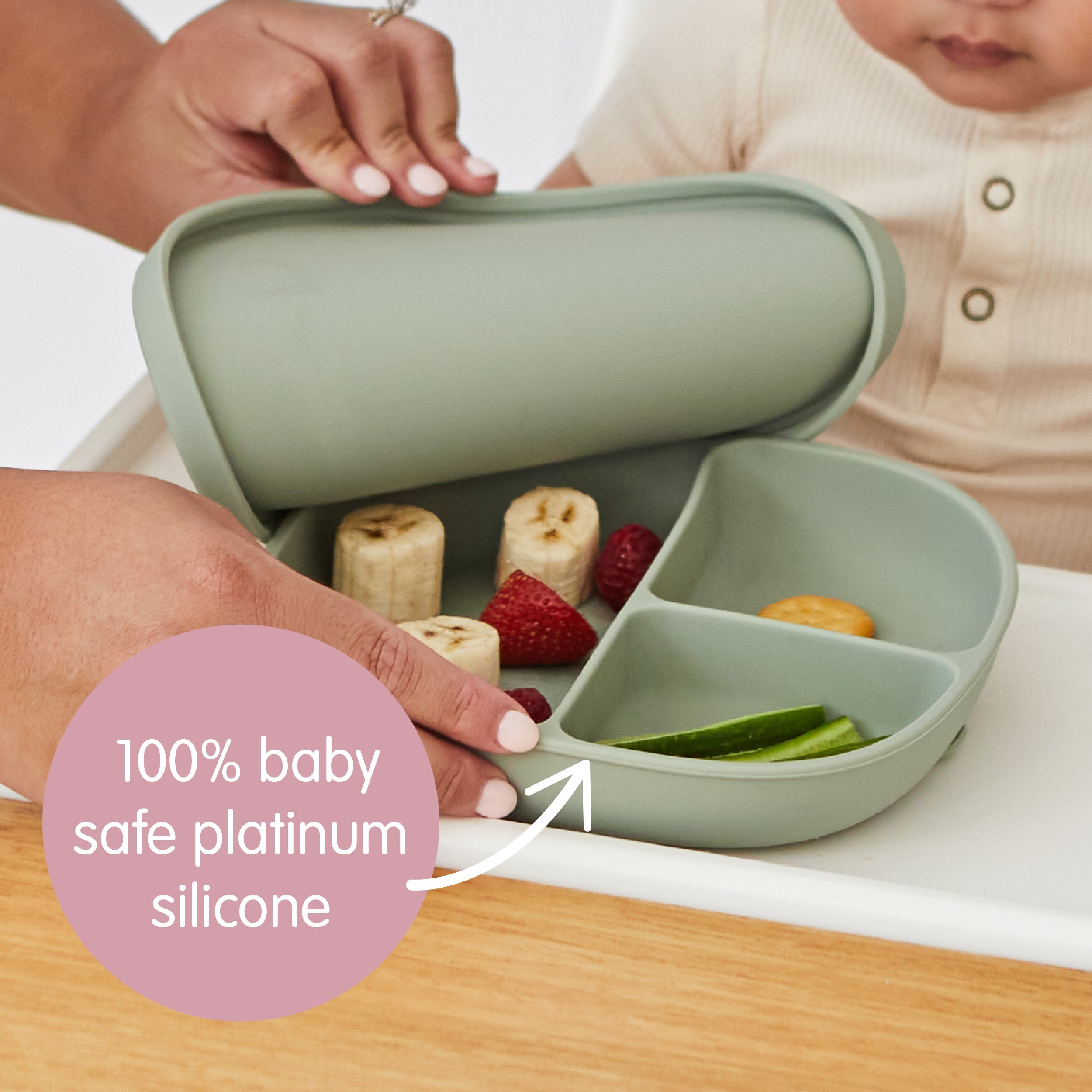 plato de silicona con tapa – sage