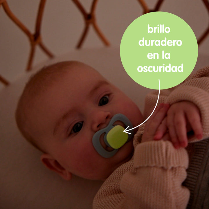 glow pacifier twin pack - sky + sage